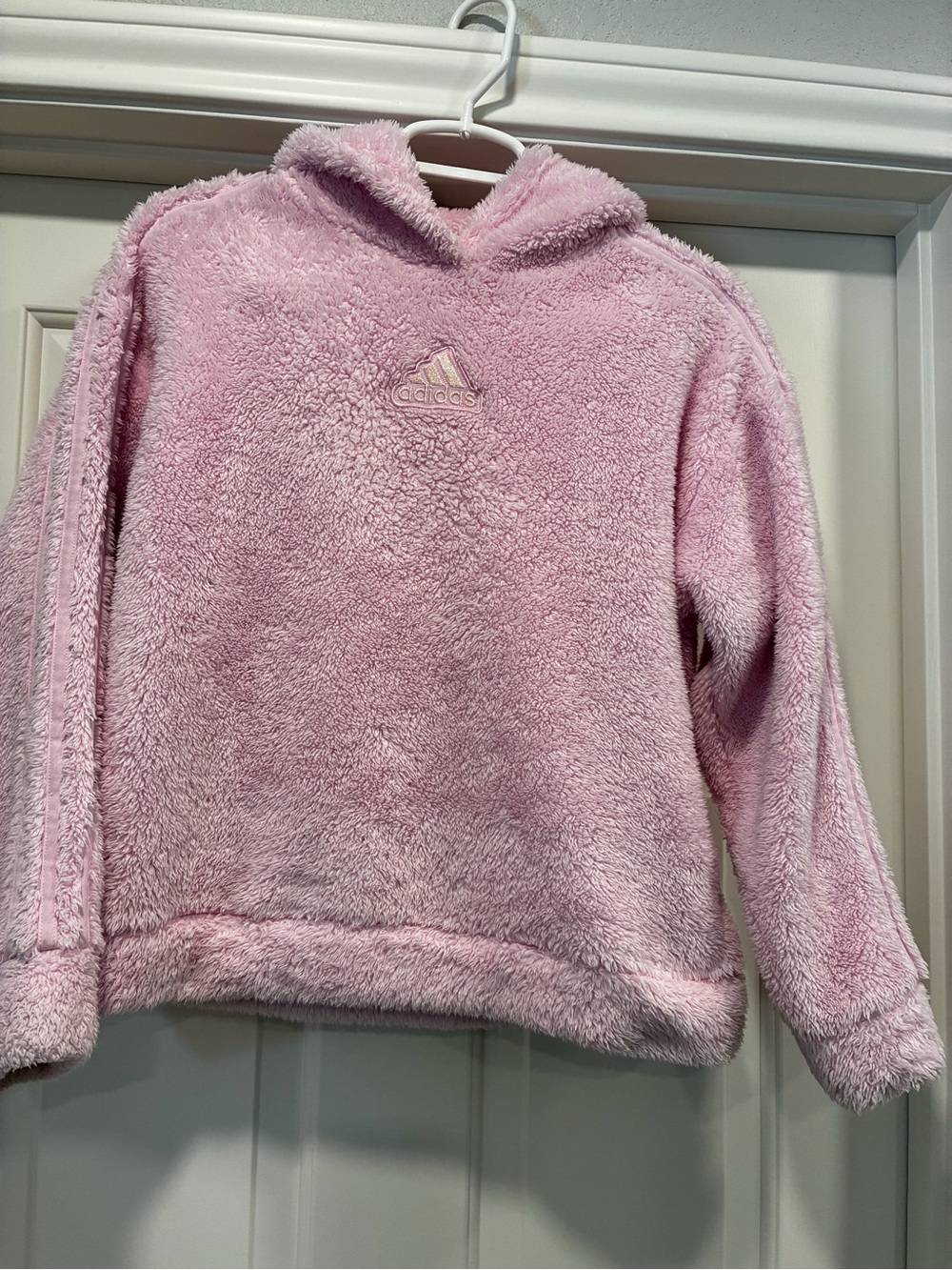 adidas Light Pink Plush Pullover Hoodie